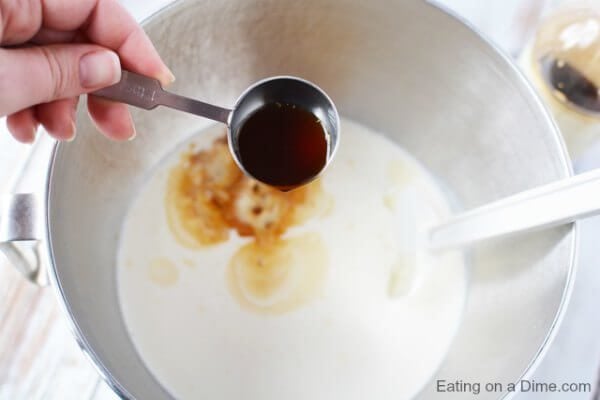 The 3 ingredient being stirred together in a large bowl 