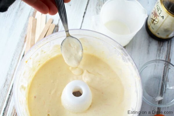 Ingredients in the food processor after being blended. 