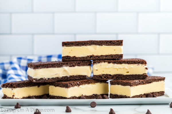 Close up image of stacked homemade ice cream sandwiches
