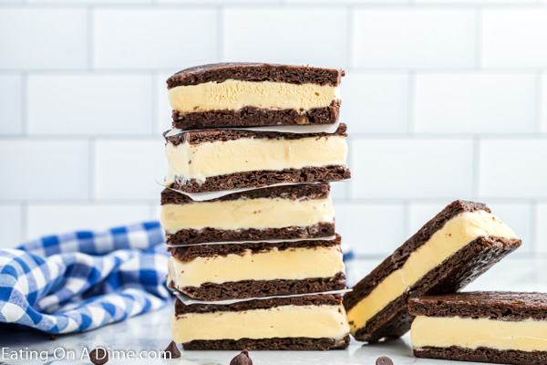 Close up image of stacked homemade ice cream sandwiches