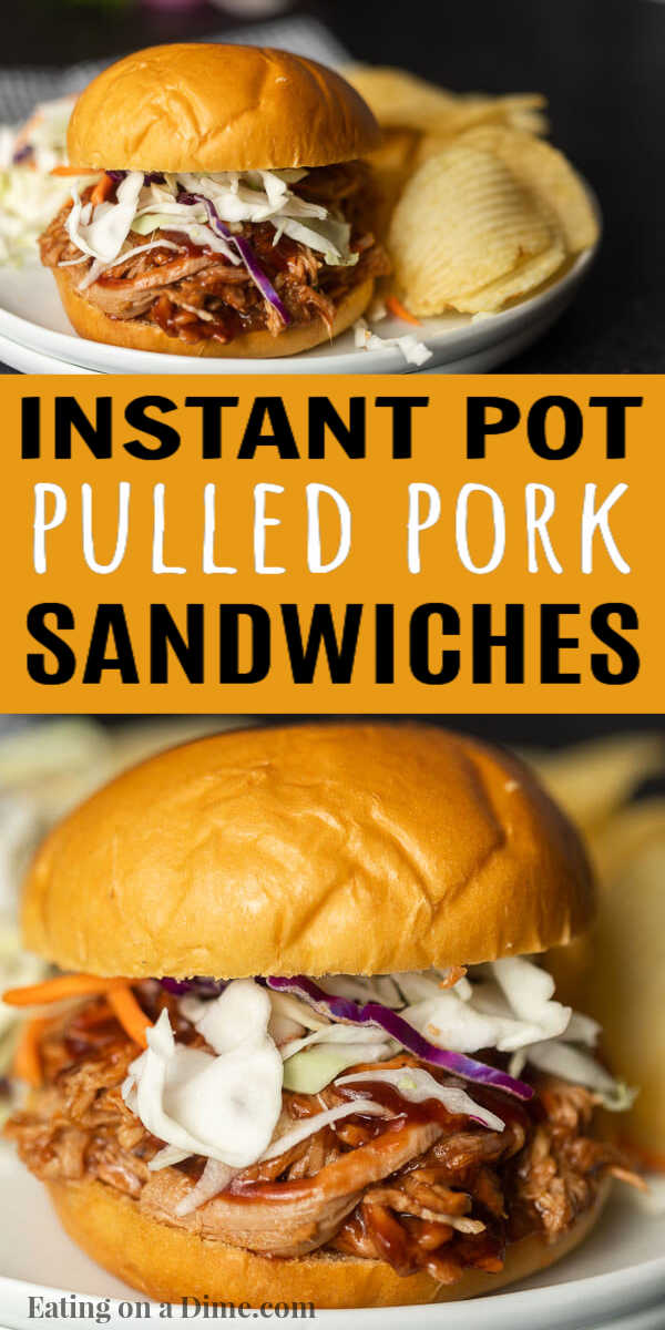 These instant pot pulled pork sandwiches are amazing and super easy to make. With this recipe you have had delicious pulled pork in under an hour and it tastes like it has been cooking all day. Everyone loves these instant pot bbq pulled pork sandwiches. These instant pot barbecue pulled pork sandwiches are perfect for your next party or get together! #instantpotrecipes #pressurecookerrecipes #pulledpork #porkrecipes 