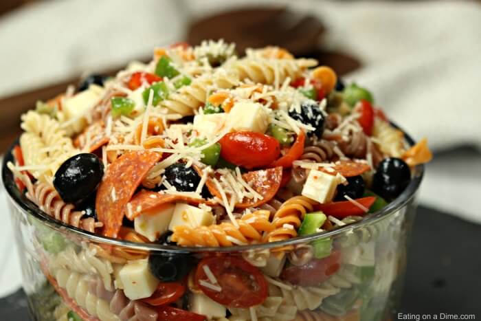 A bowl of classic Italian Pasta salad 