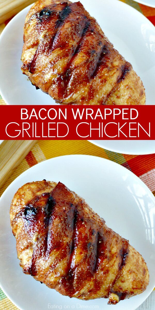 Grilled Bacon Wrapped Chicken Recipe is packed with flavor! Bacon wrapped bbq grill chicken is simple and delicious. Try BBQ bacon wrapped chicken! 