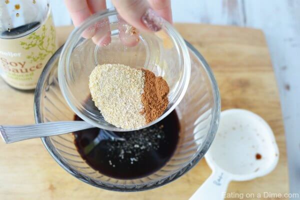 Mixing the marinade in a bowl