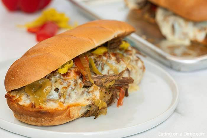 Crock pot Italian beef sandwich recipe is packed with flavor. The beef is so tender and delicious in this Italian beef sandwich recipe. 