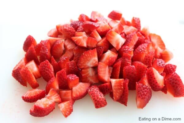 Close up image of Chopped Strawberries