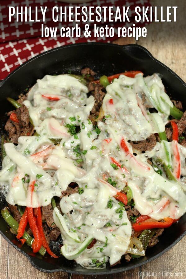 Keto Philly Cheese Steak Skillet dinner - Low Carb Philly Cheesesteak