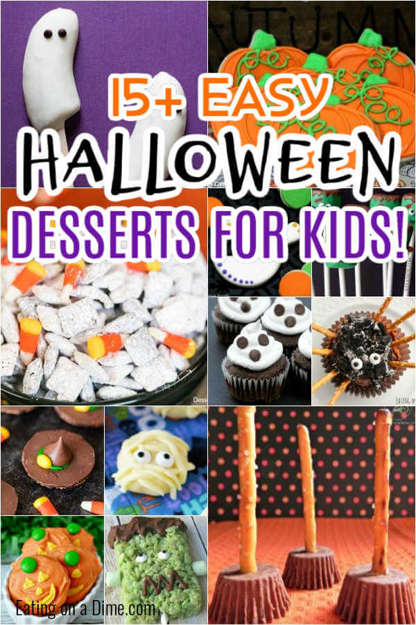 You have to try one of these easy halloween desserts for kids this year. I know your kids and even adults will love one of these fun Halloween desserts that are perfect for parties. These easy simple desserts are great for schools and kids can make these desserts too. Some even include Oreos! #eatingonadime #halloweendesserts #dessertrecipes