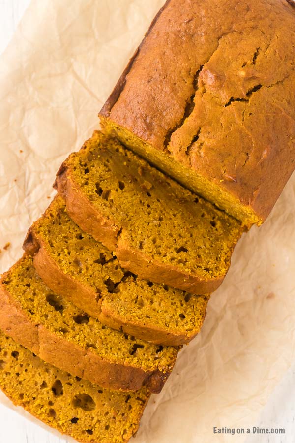 sliced pumpkin bread