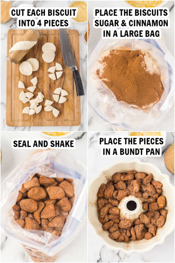 The process of making monkey bread. 