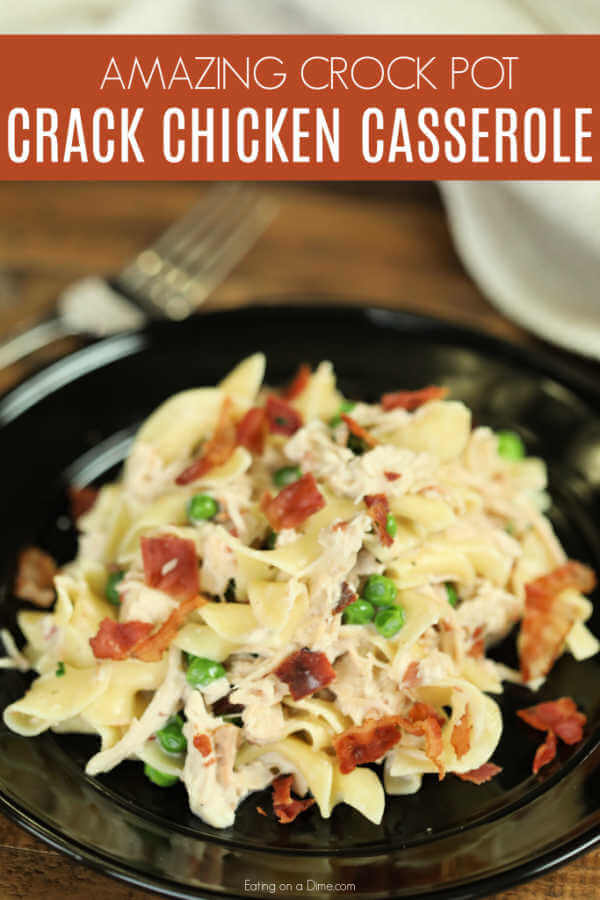 Crock Pot Chicken Casserole Recipe is creamy and delicious. It is loaded with cream cheese, bacon and ranch flavor that your family will go crazy for!
