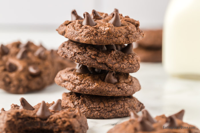 Brownie cookies stacked together. 