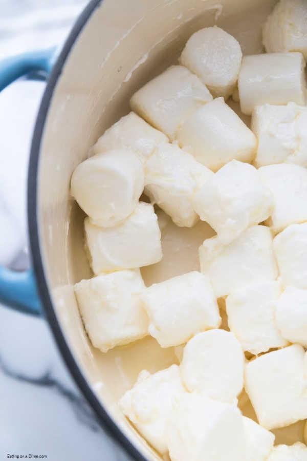 marshmallows and butter ready to be be melted in pan
