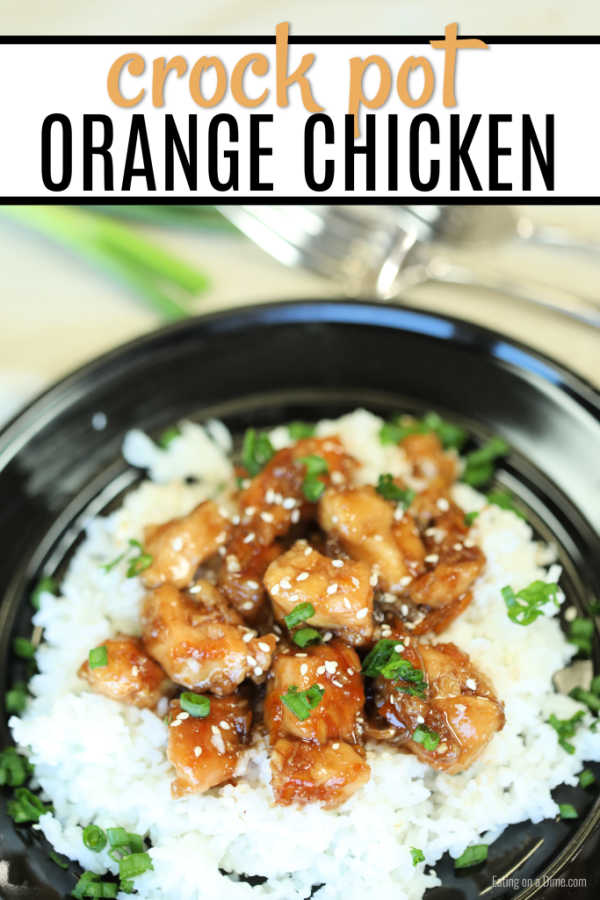 Enjoy delicious Crockpot orange chicken from the comfort of your home and save time and money.  The savory and sweet orange sauce is thick and delicious.