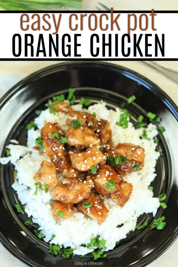 Enjoy delicious Crockpot orange chicken from the comfort of your home and save time and money.  The savory and sweet orange sauce is thick and delicious.