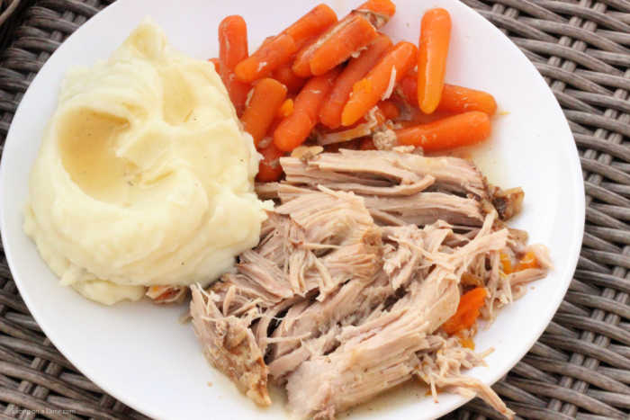 This Crock Pot Pork Roast is tender and delicious with very little work. The pork falls apart from being slow cooked and each bite is so flavorful.