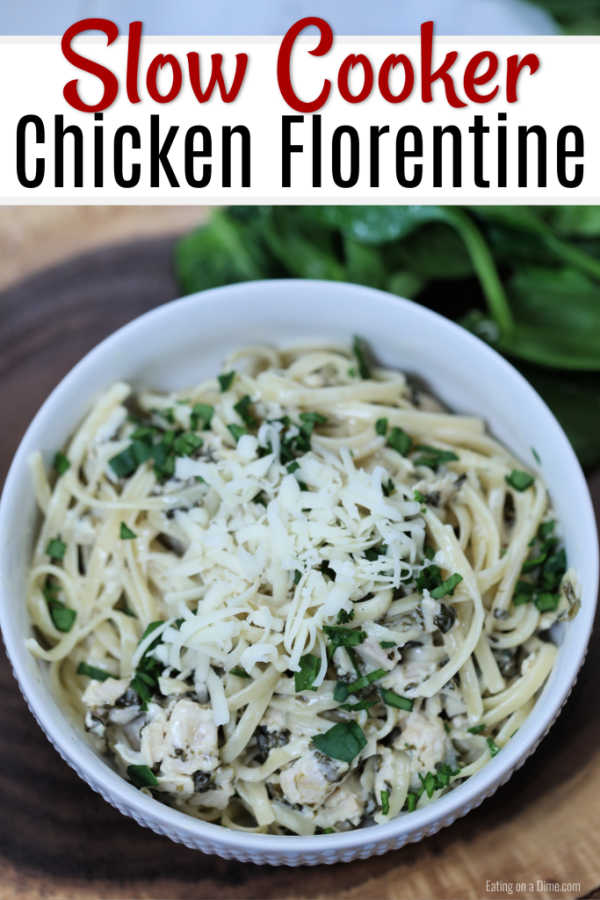 Crock Pot Chicken Florentine Recipe is a delicious dinner idea full of the most creamy sauce. Lots of cheese, spinach and more make this recipe so tasty.