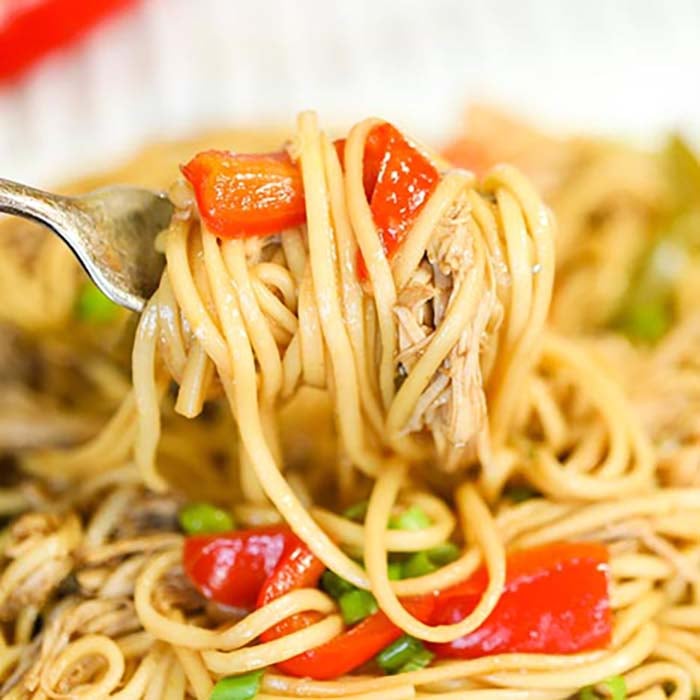 Chicken Lo Mein on a plate