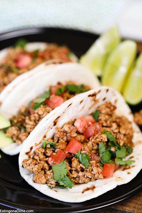 Cilantro lime chicken tacos have fantastic flavor and the entire dish comes together in minutes. Skillet dinners are so easy and these tacos are amazing.