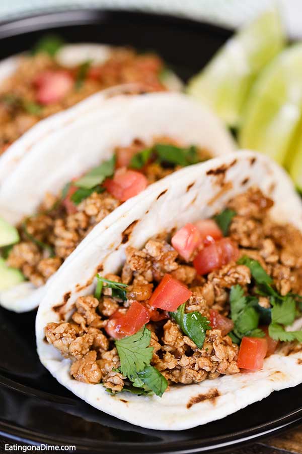 Cilantro lime chicken tacos have fantastic flavor and the entire dish comes together in minutes. Skillet dinners are so easy and these tacos are amazing.