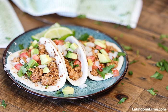 You will love this quick ground chicken tacos in the slow cooker. This recipe is simple and easy. All you need is the crock pot for these amazing tacos. 