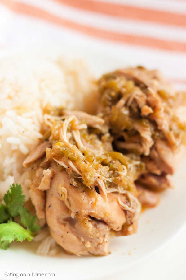 With just a few ingredients you can make this easy Crock Pot Salsa Verde Chicken Recipe.  This delicious chicken recipe is budget friendly and amazing! 