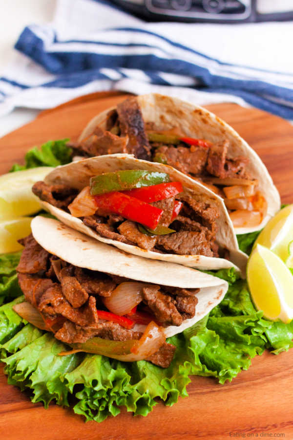 Enjoy Slow Cooker Steak Fajitas Recipe with very little work thanks to this easy recipe. You just need 5 ingredients for the best crockpot steak fajitas. 
