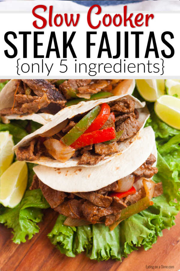 Enjoy Slow Cooker Steak Fajitas Recipe with very little work thanks to this easy recipe. You just need 5 ingredients for the best crockpot steak fajitas. Enjoy Slow Cooker Steak Fajitas Recipe with very little work thanks to this easy recipe. You just need 5 ingredients for the best crockpot steak fajitas.