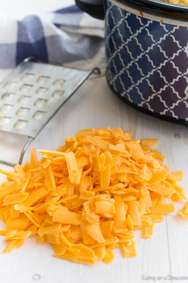 Pile of shredded cheese. 