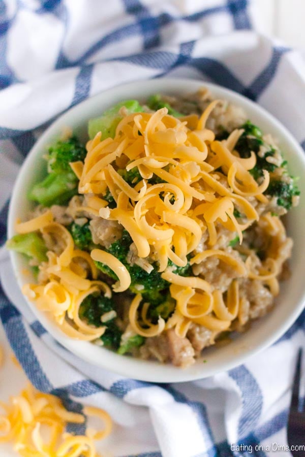 Crock pot chicken broccoli and rice casserole is a one pot meal everyone will love. Skip the take out line and come home to this delicious dinner. 
