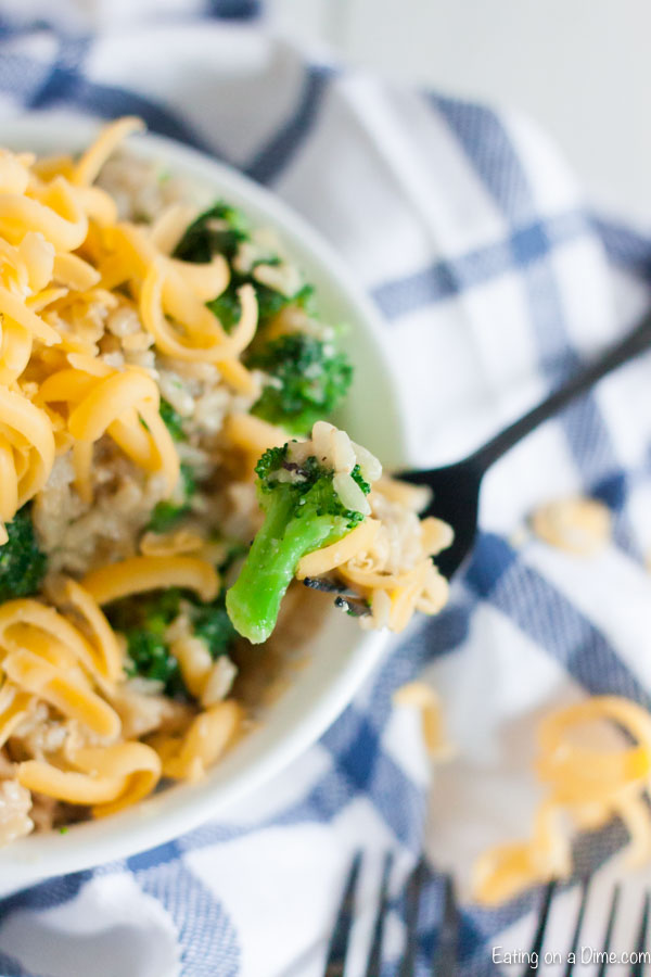 Crock pot chicken broccoli and rice casserole is a one pot meal everyone will love. Skip the take out line and come home to this delicious dinner. 