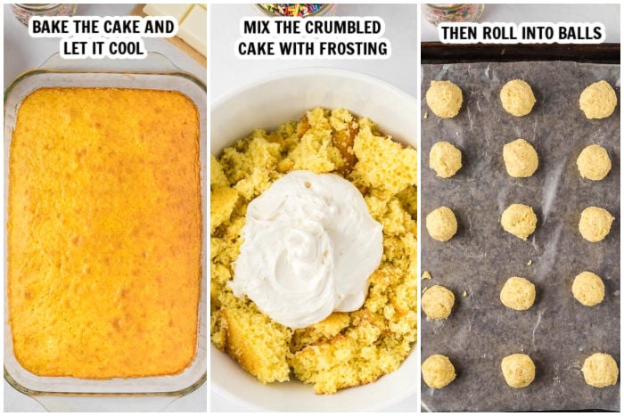 Process of making cake balls and forming. 