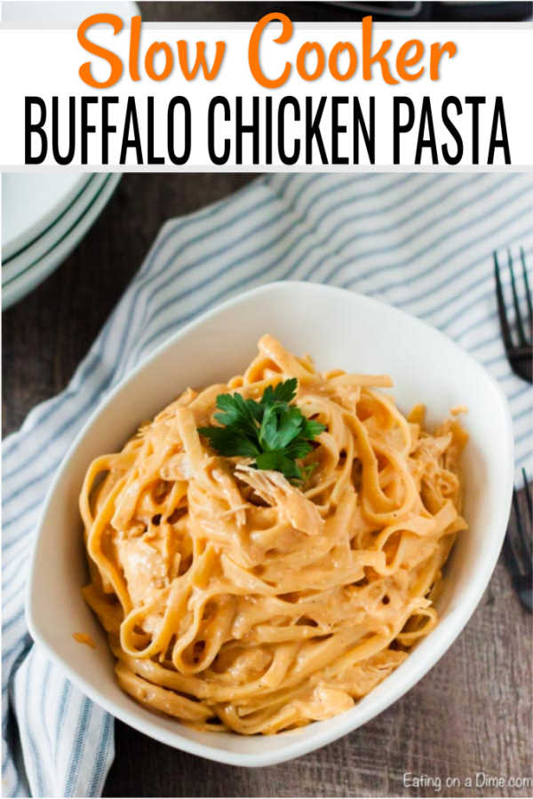 Crockpot Buffalo Chicken Pasta - easy crockpot buffalo chicken pasta