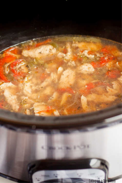 Chicken Scampi in a slow cooker cooking