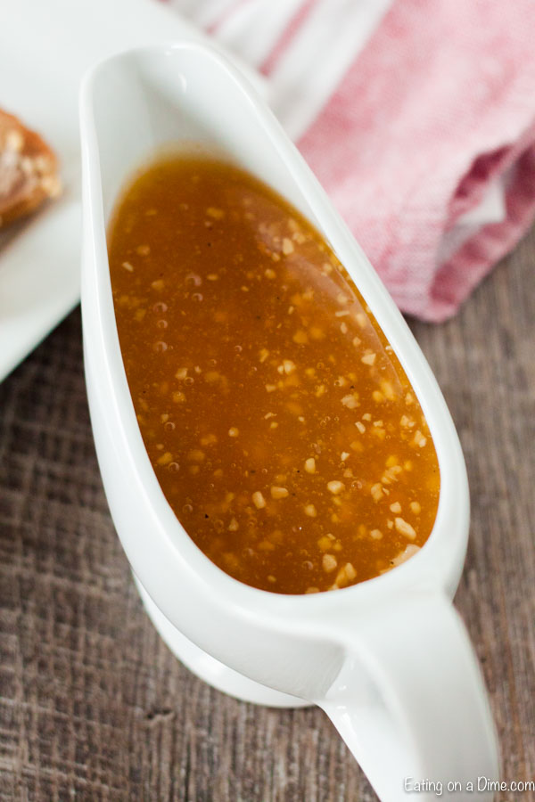Honey Garlic Sauce in a gravy dish. 