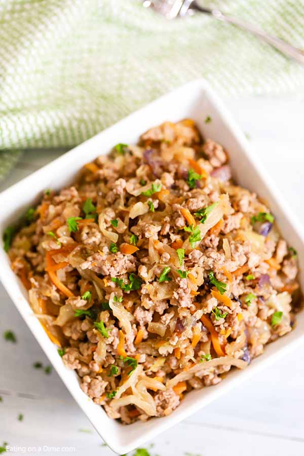Enjoy Egg roll in a bowl recipe while staying low carb but still with tons of flavor. You will find everything you love about egg rolls packed in this bowl. 