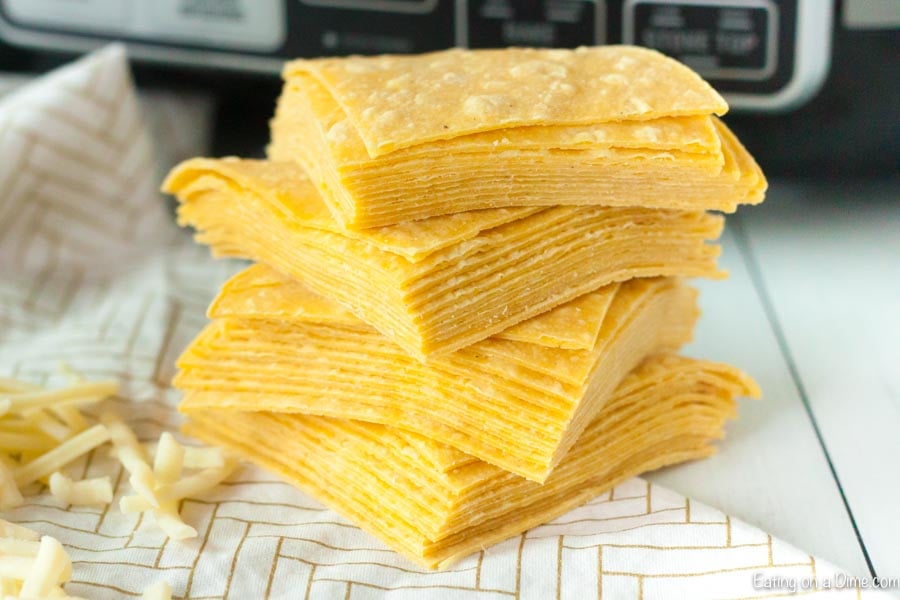 Cut corn tortillas stacked