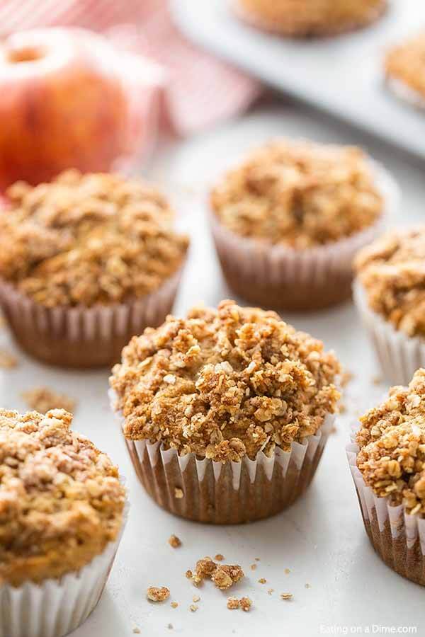 These Oatmeal Applesauce muffins are healthy and easy to make. You will love these healthy oatmeal, no sugar and easy apple sauce muffins. This is one of my favorite muffins recipes. These apple sauce no egg muffins are made with oats, are white sugar free and are the best applesauce muffins! #eatingonadime #muffinrecipes #breakfastrecipes #applesaucemuffins #applesaucerecipes 