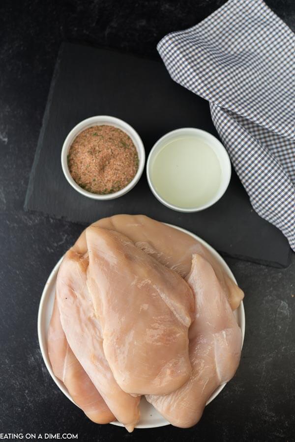 Ingredients to make Blackened Chicken: Chicken Breasts, Blackened Seasoning and oil 