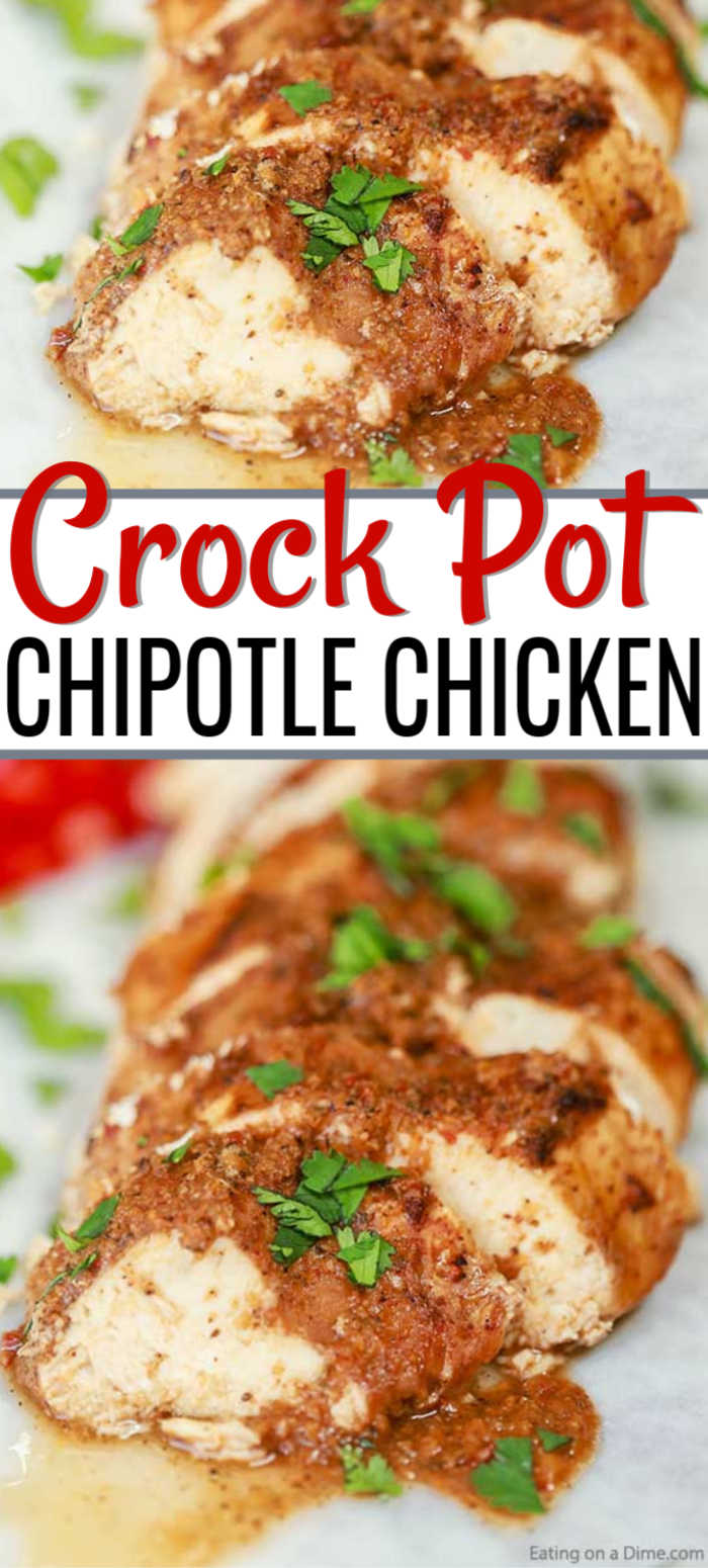 Fresh lime, adobe sauce and chipotle peppers combine for a flavor packed Crock Pot Chipotle Chicken Recipe. This recipe is simple yet delicious!