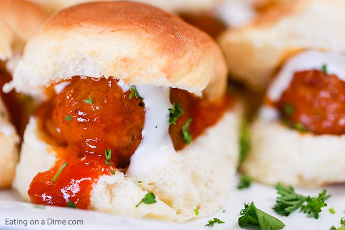 Crock Pot Buffalo Chicken Meatballs Sliders recipe gives you lots of buffalo flavor in bite size sliders. Try easy buffalo chicken meatballs for game day.