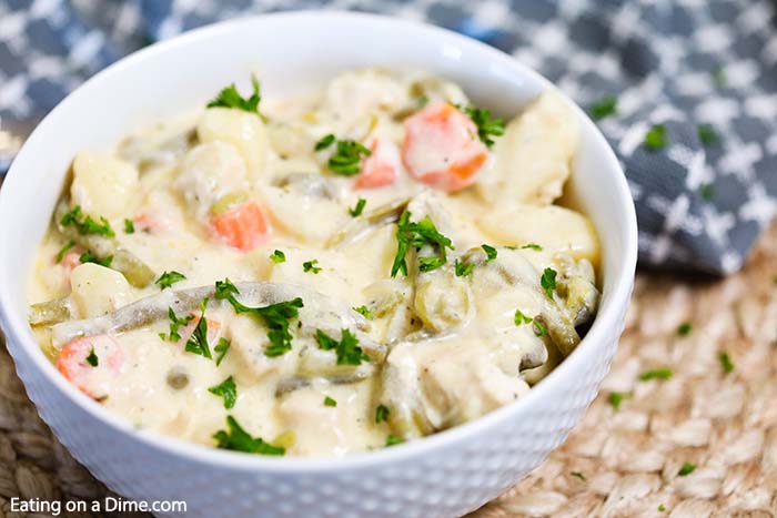 Slow Cooker Creamy Chicken Stew Recipe comes together with little effort for a delicious stew dinner. Each bite is creamy and the best comfort food. 