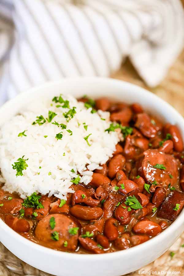 Crock Pot Red Beans and Rice Recipe is a one pot meal full of flavor and budget friendly. This meal is so delicious with the sausage, beans and rice.