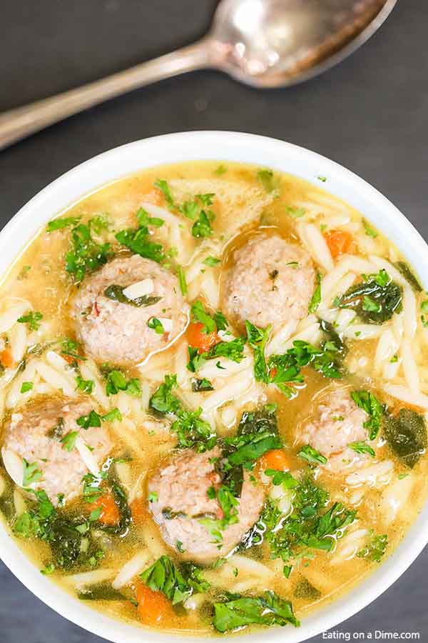 Crock Pot Italian Wedding Soup Recipe has everything you need for a great meal. The chicken meatballs, orzo pasta and veggies make a tasty and easy dinner.