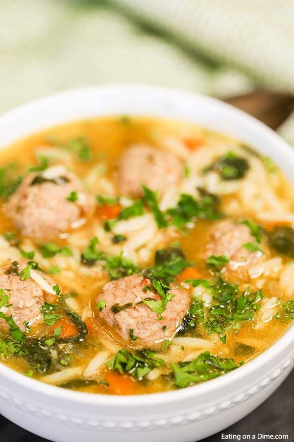 Crock Pot Italian Wedding Soup Recipe has everything you need for a great meal. The chicken meatballs, orzo pasta and veggies make a tasty and easy dinner.