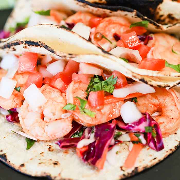The entire family will love this quick and easy shrimp tacos recipes. Everything is easily prepared in under 5 minutes in a skillet and is healthy. 
