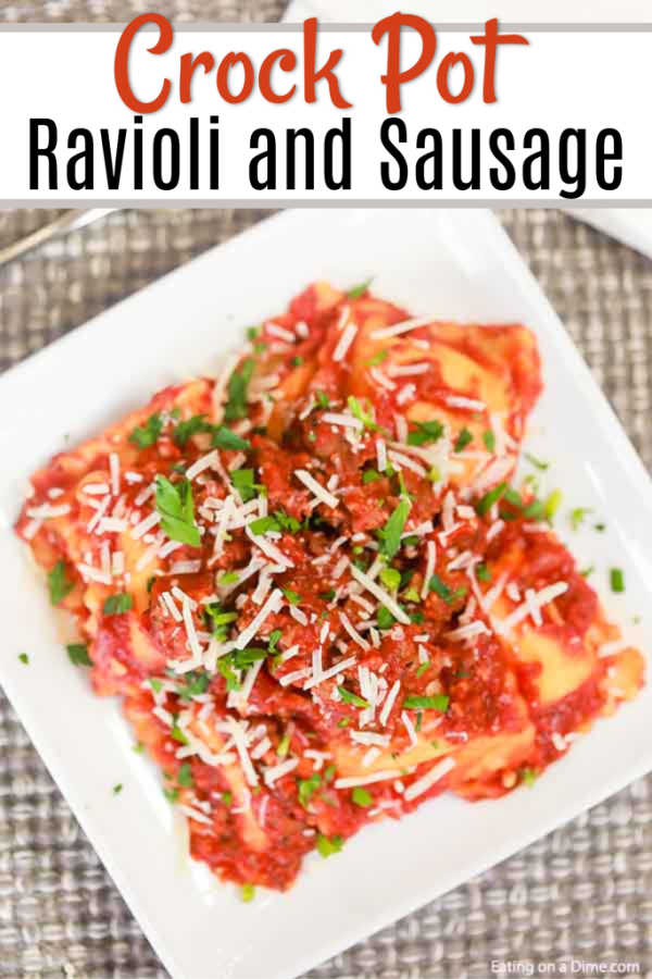 Crockpot Ravioli and Sausage - Easy crockpot ravioli