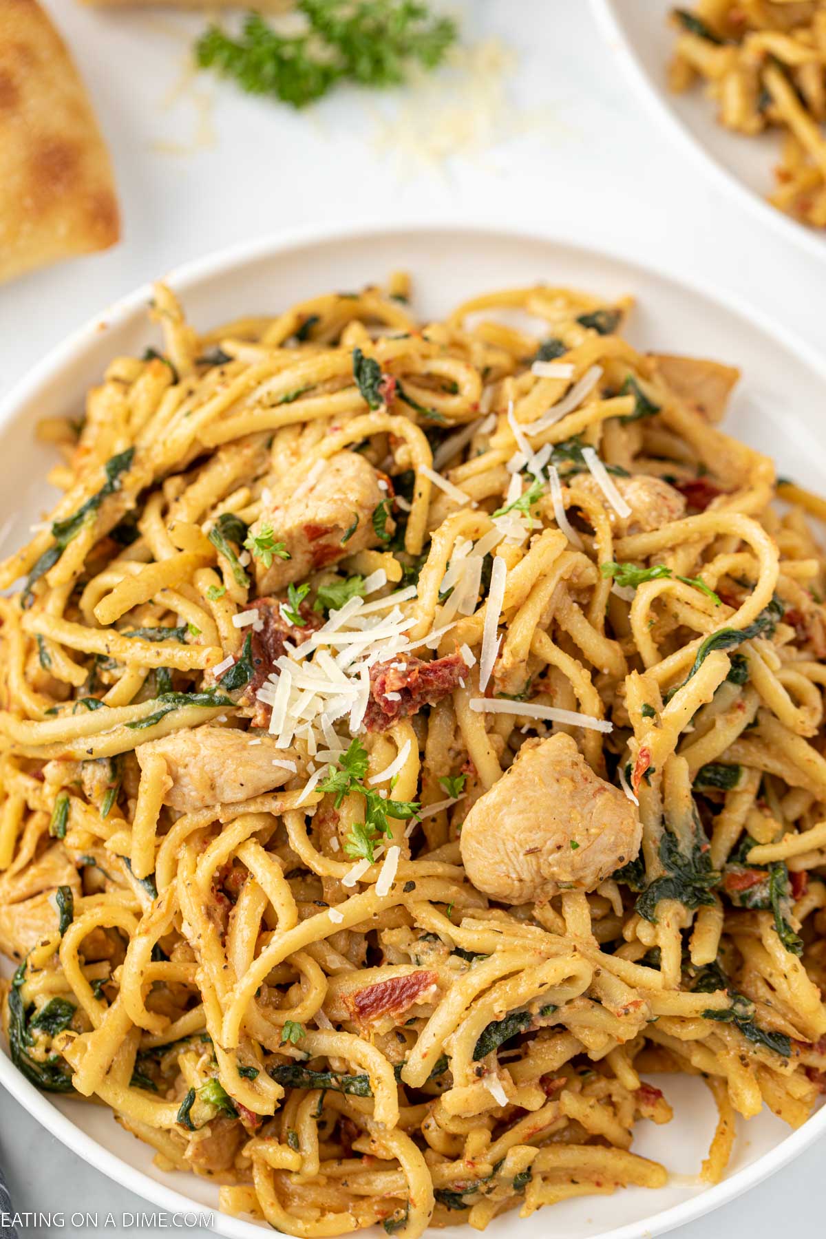 Italian Chicken Pasta on a white plate