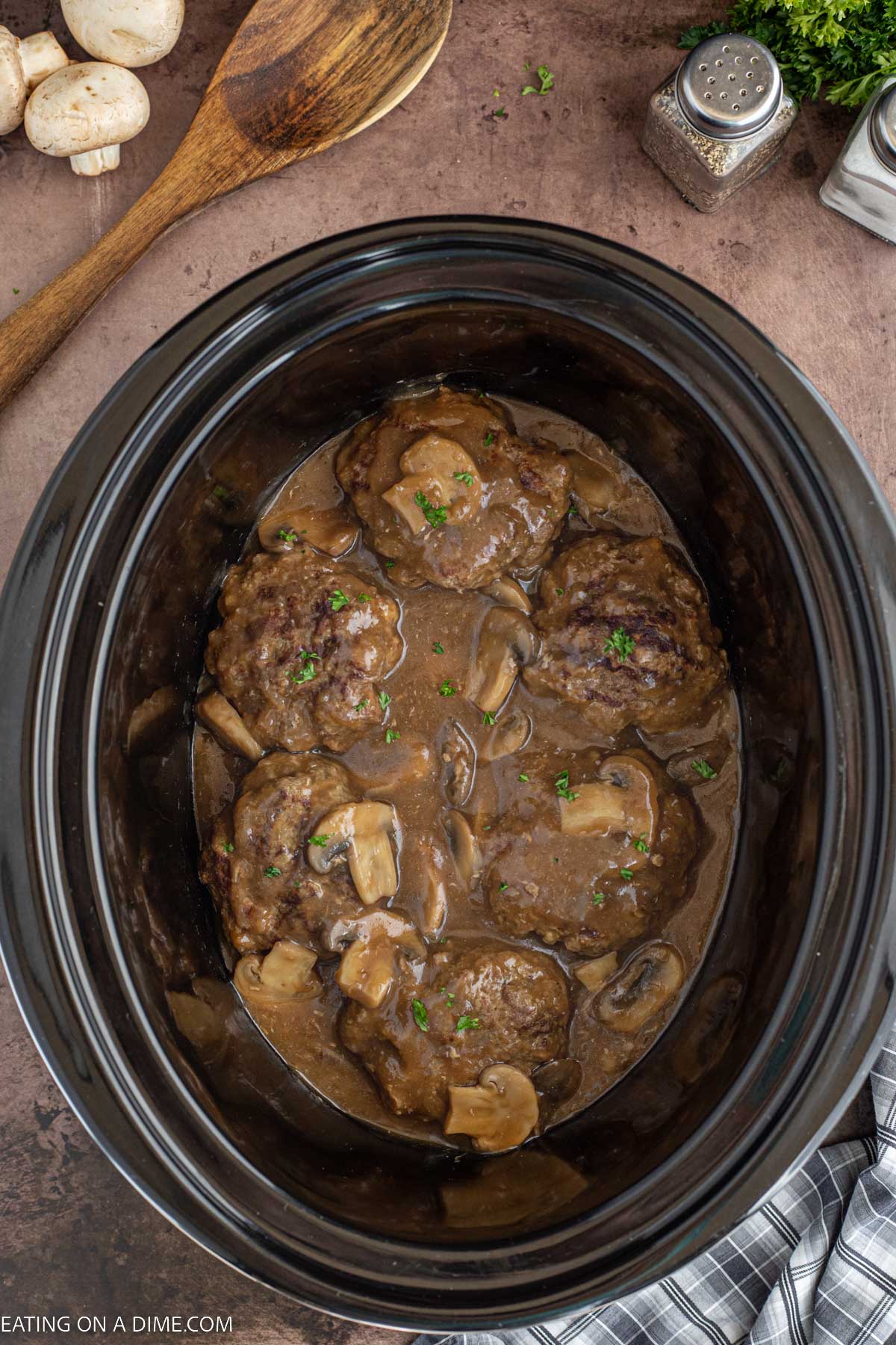 Salisbury Steak in the slow cooker