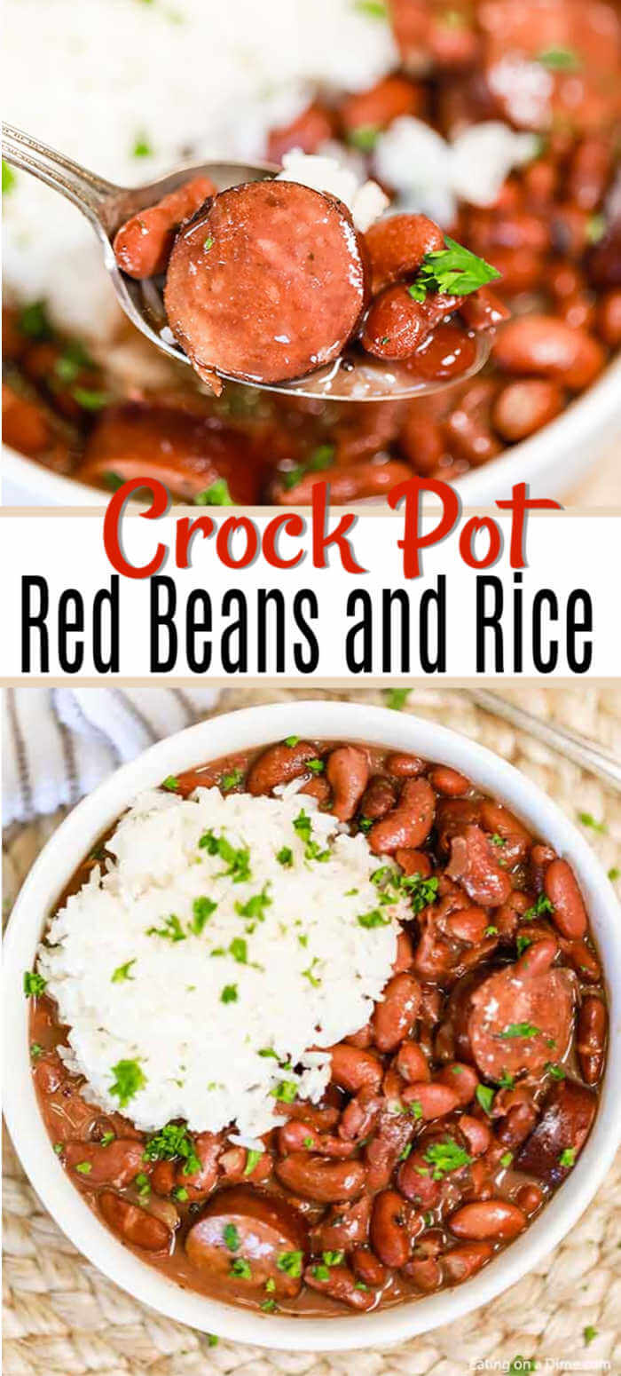Crock Pot Red Beans and Rice Recipe is a one pot meal full of flavor and budget friendly. This meal is so delicious with the sausage, beans and rice.